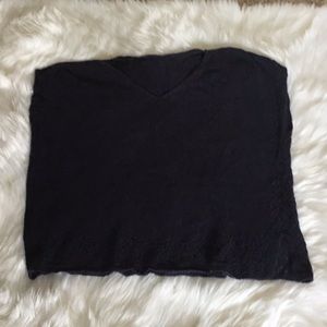 Blue sweater knit poncho top